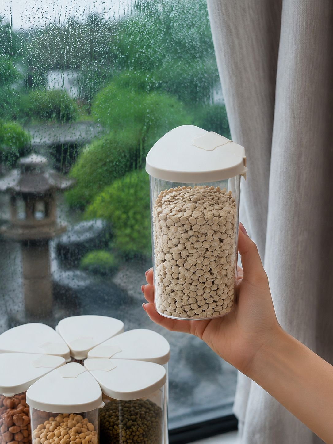 防湿機能付き穀物保存ボックスの使用例