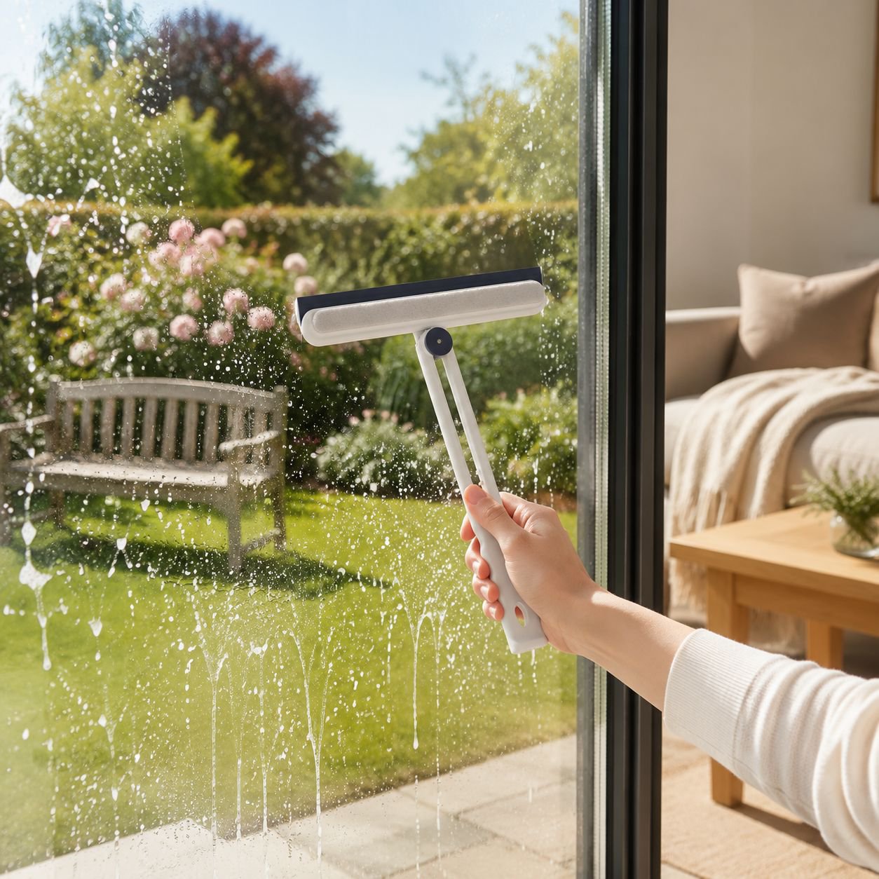 Easy-to-use double-sided glass cleaner demonstration
