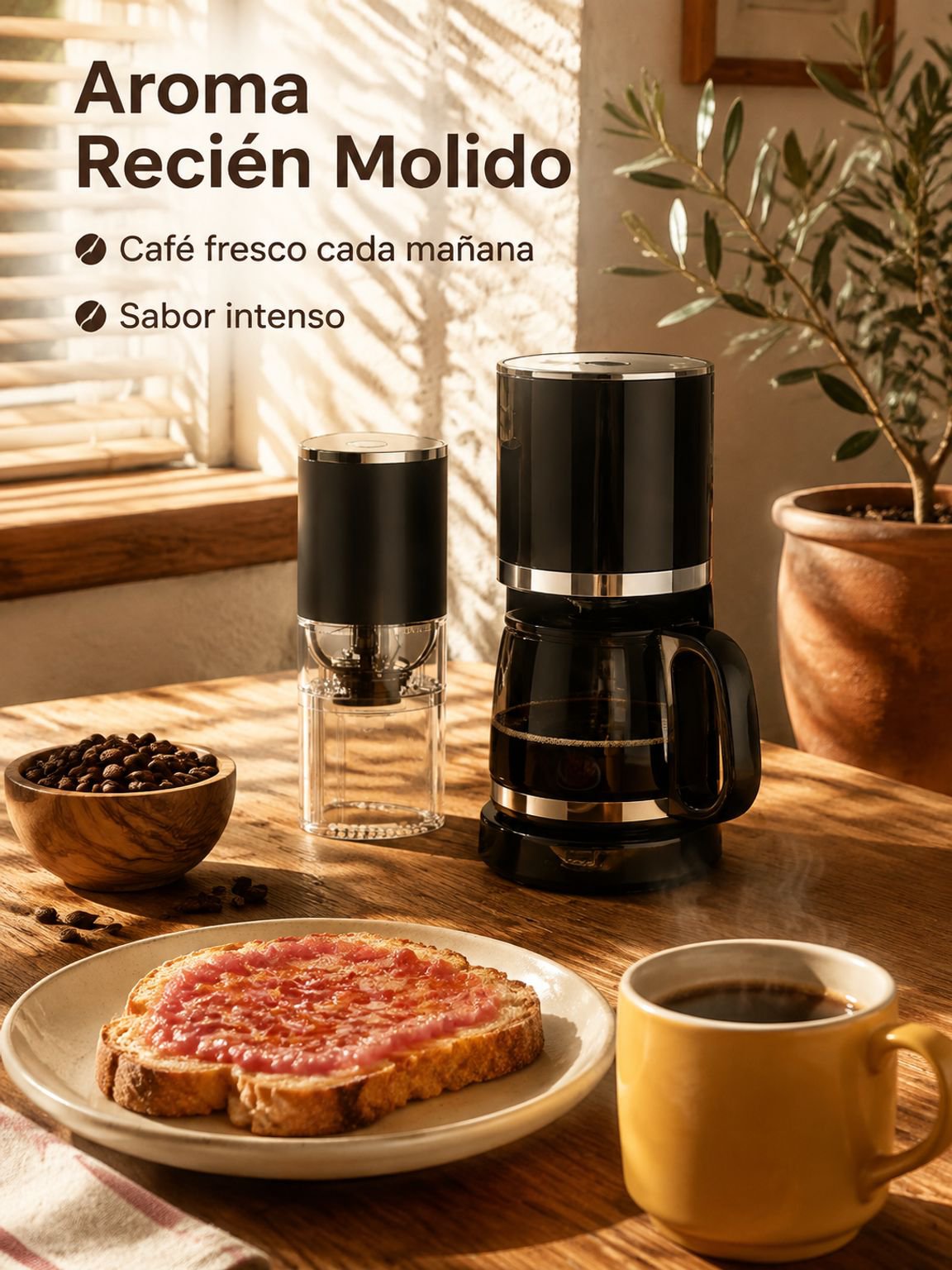 Home Mini Coffee Maker and Bean Grinder Set