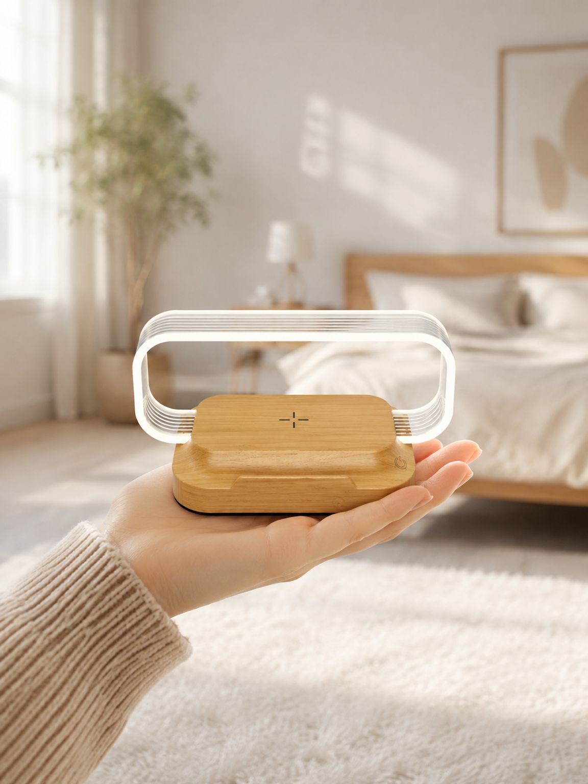 Lámpara de mesa multifuncional con carga inalámbrica rápida