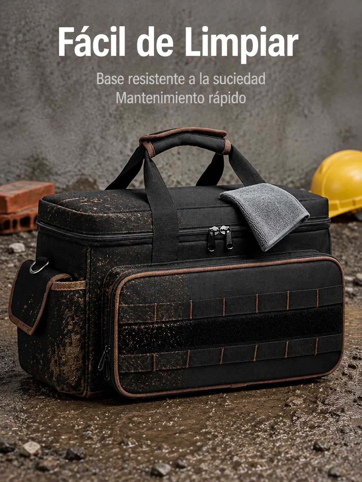 Bolsillos laterales y almacenamiento extra en bolsa de herramientas multifuncional