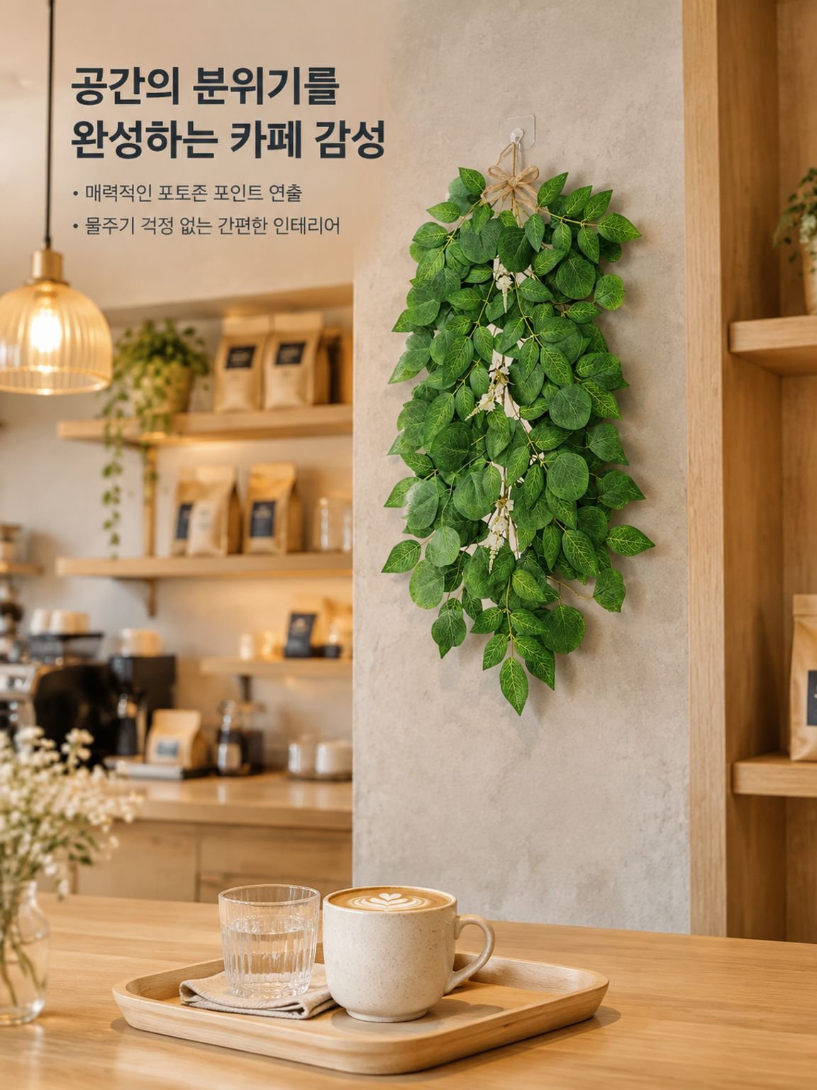 인조 그린 식물 벽걸이 장식