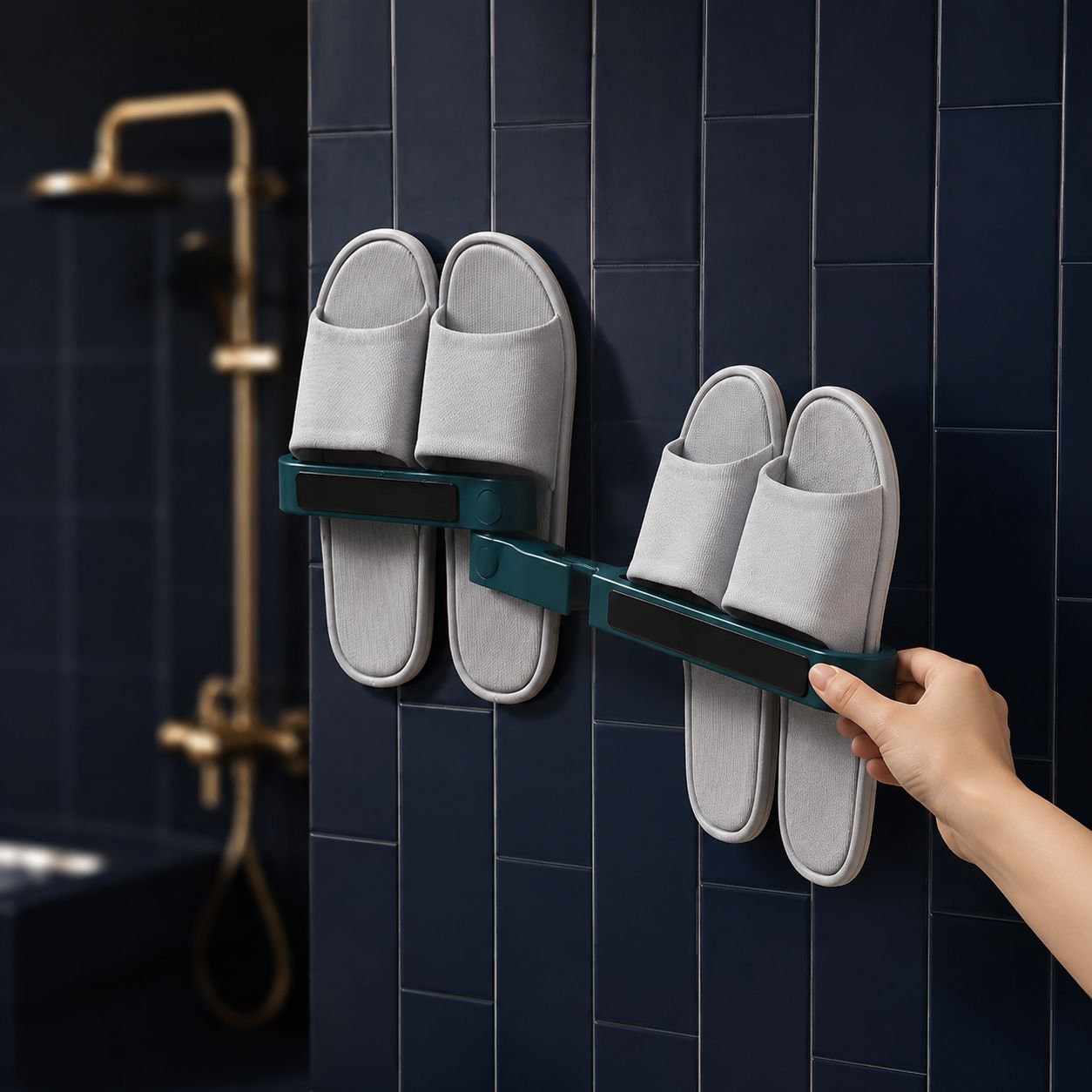 Easy installation of wall-mounted slipper storage rack without drilling