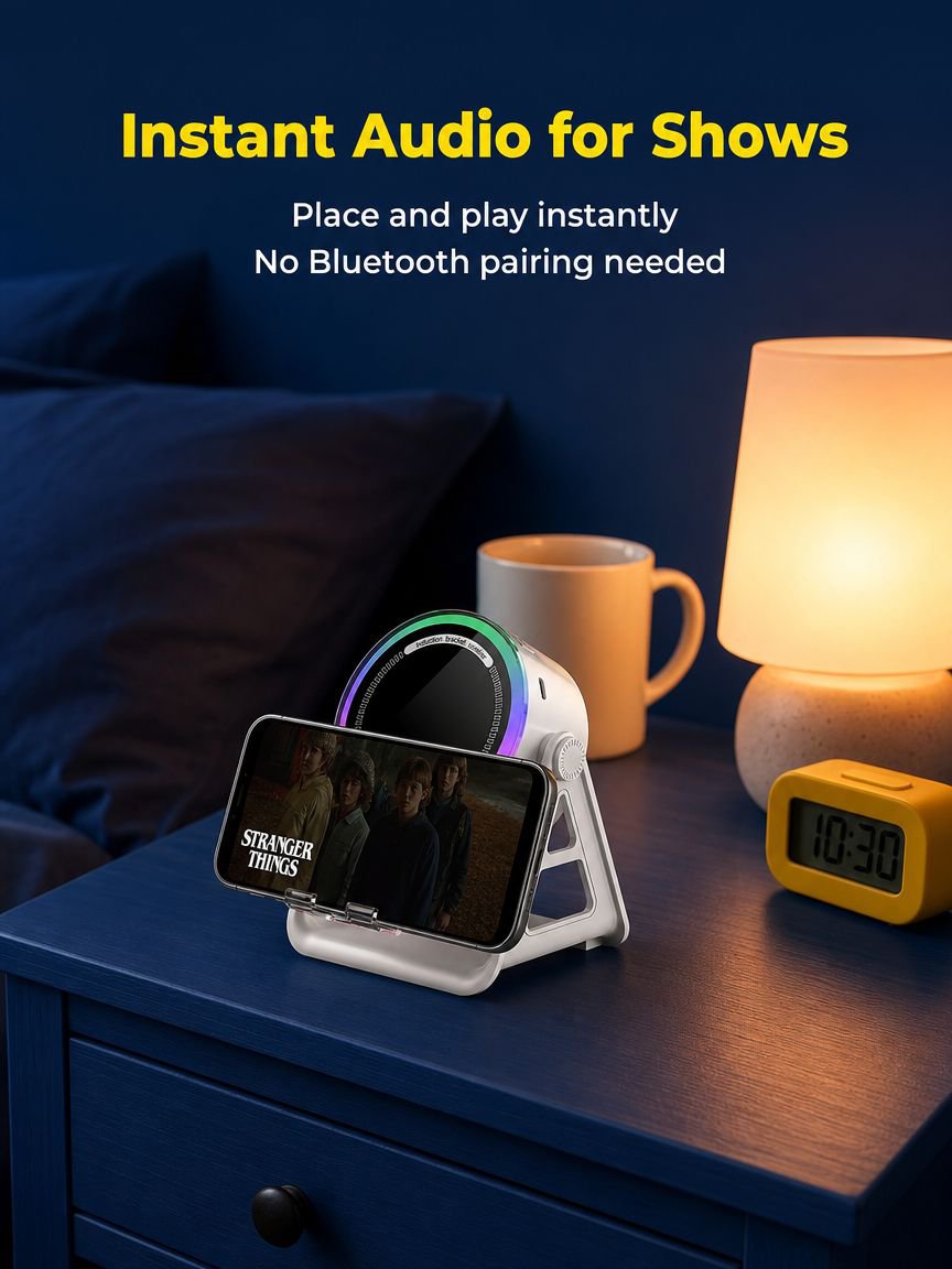 Compact Bluetooth speaker stand for travel and portability