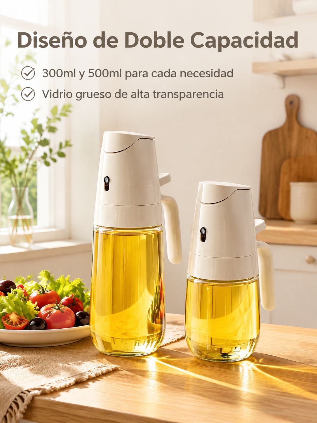 Botella de aceite con atomizador para cocina