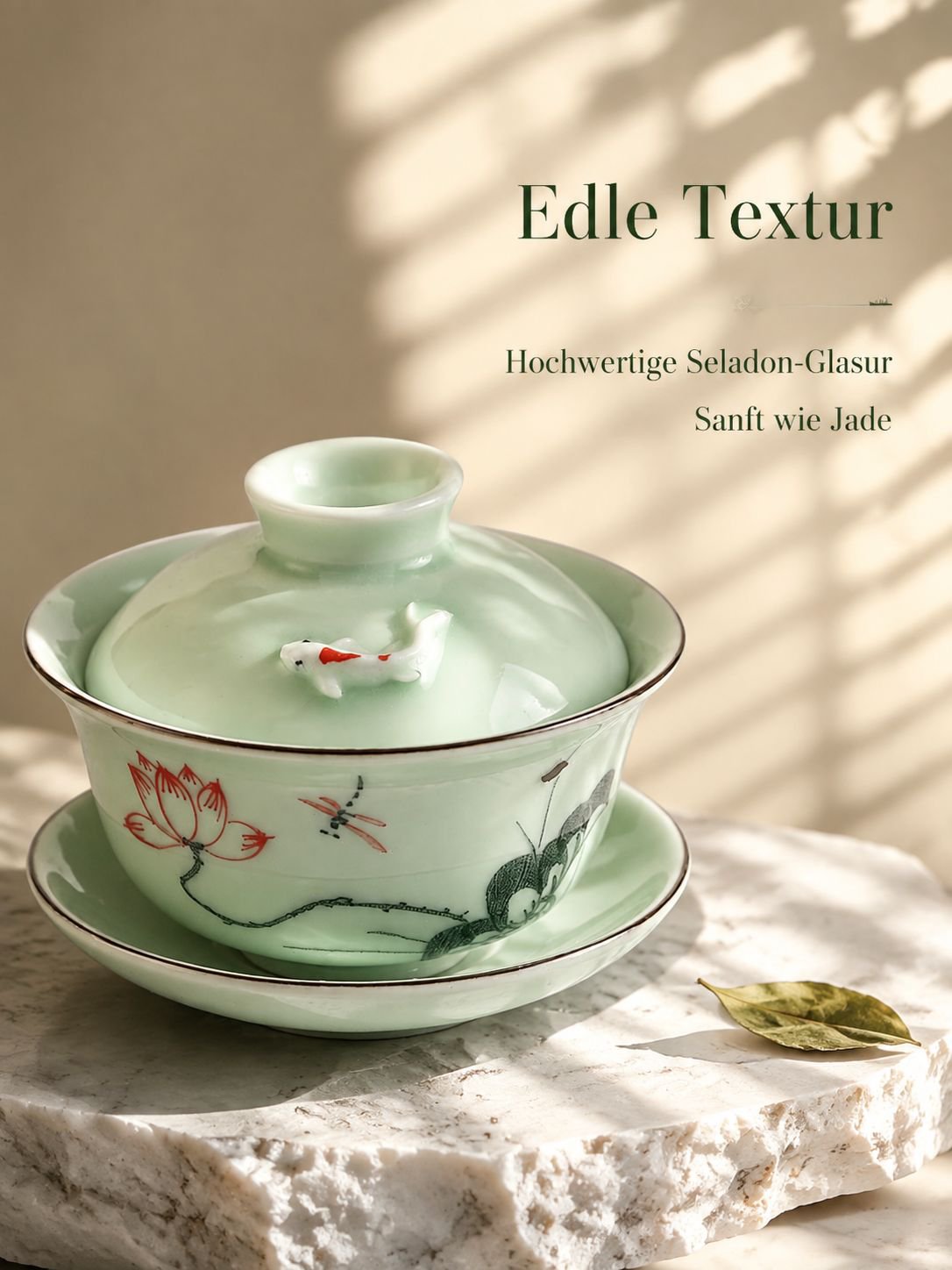 Celadon Teeschale mit Deckel, Keramiktasse