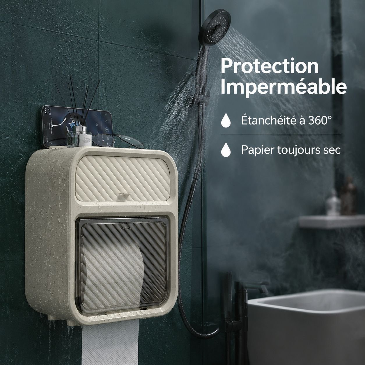 Étagère murale avec porte-rouleau pour toilettes