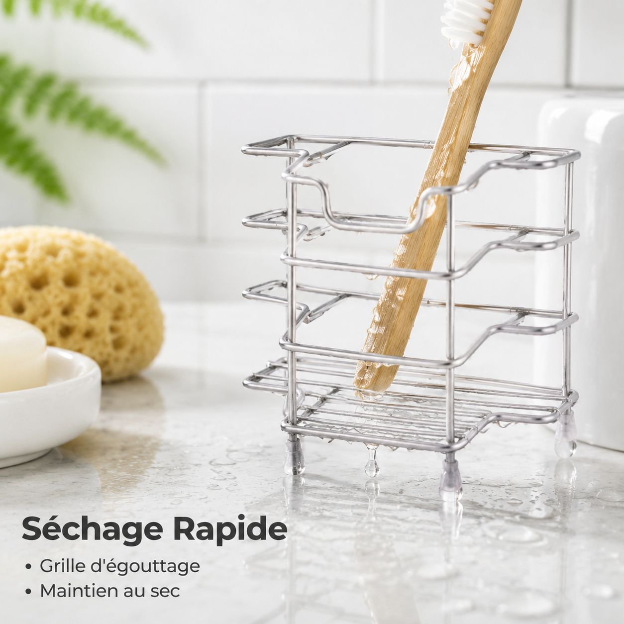 Porte-brosse à dents en acier inoxydable sans perçage