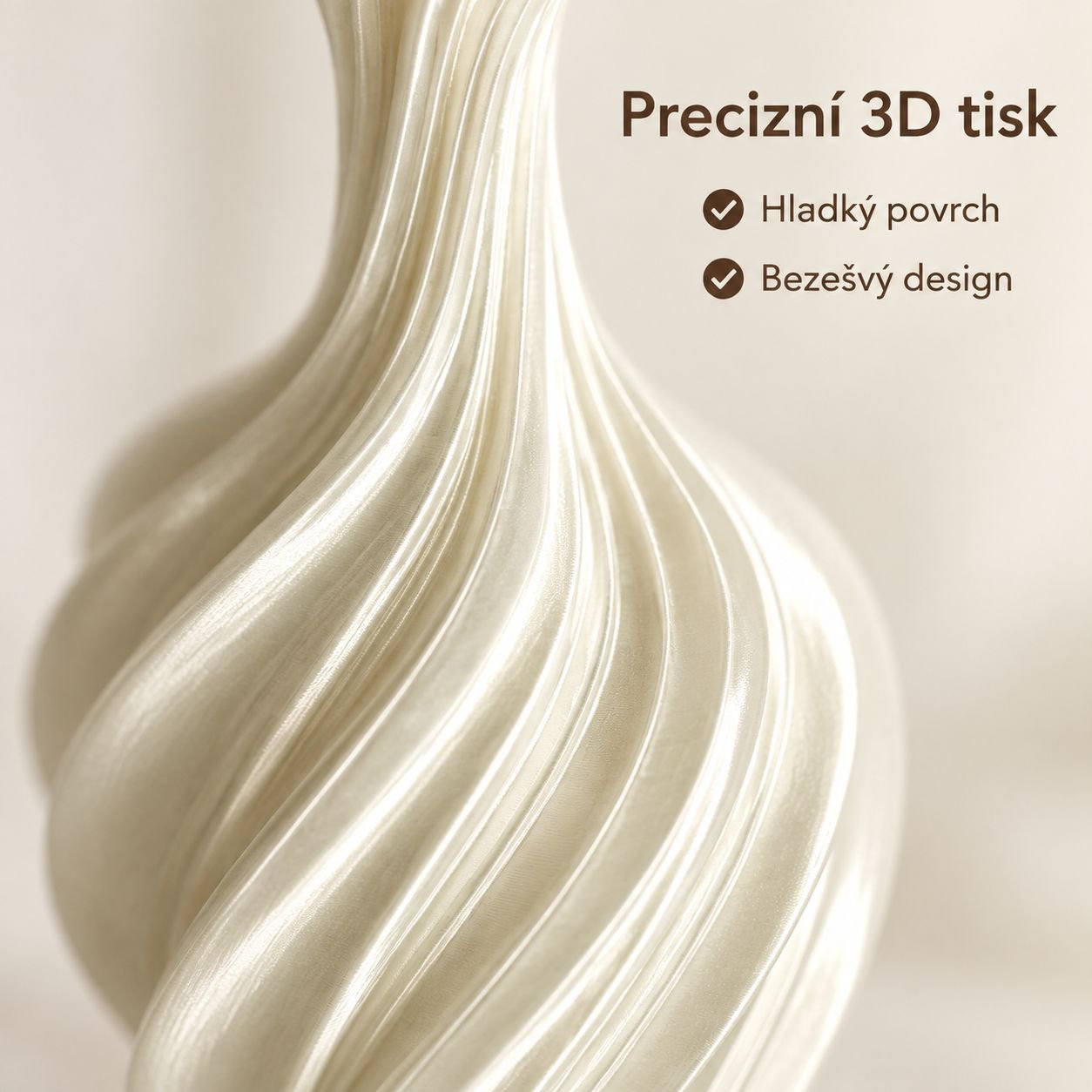 Severská váza s abstraktním uměním, 3D tisk dekorace