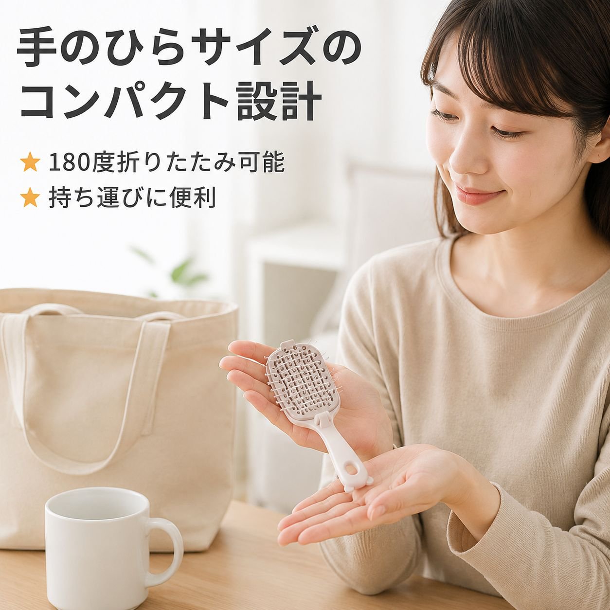 【帯電防止＆ふわふわ】折りたたみ式ハイトップコーム