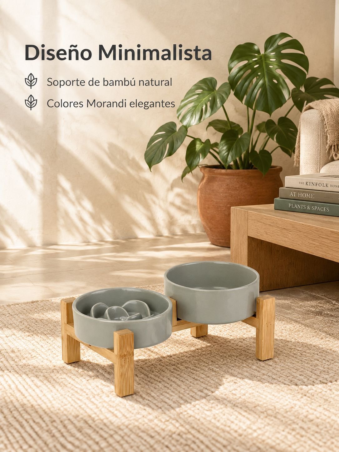Cuenco de agua minimalista para mascotas de color liso