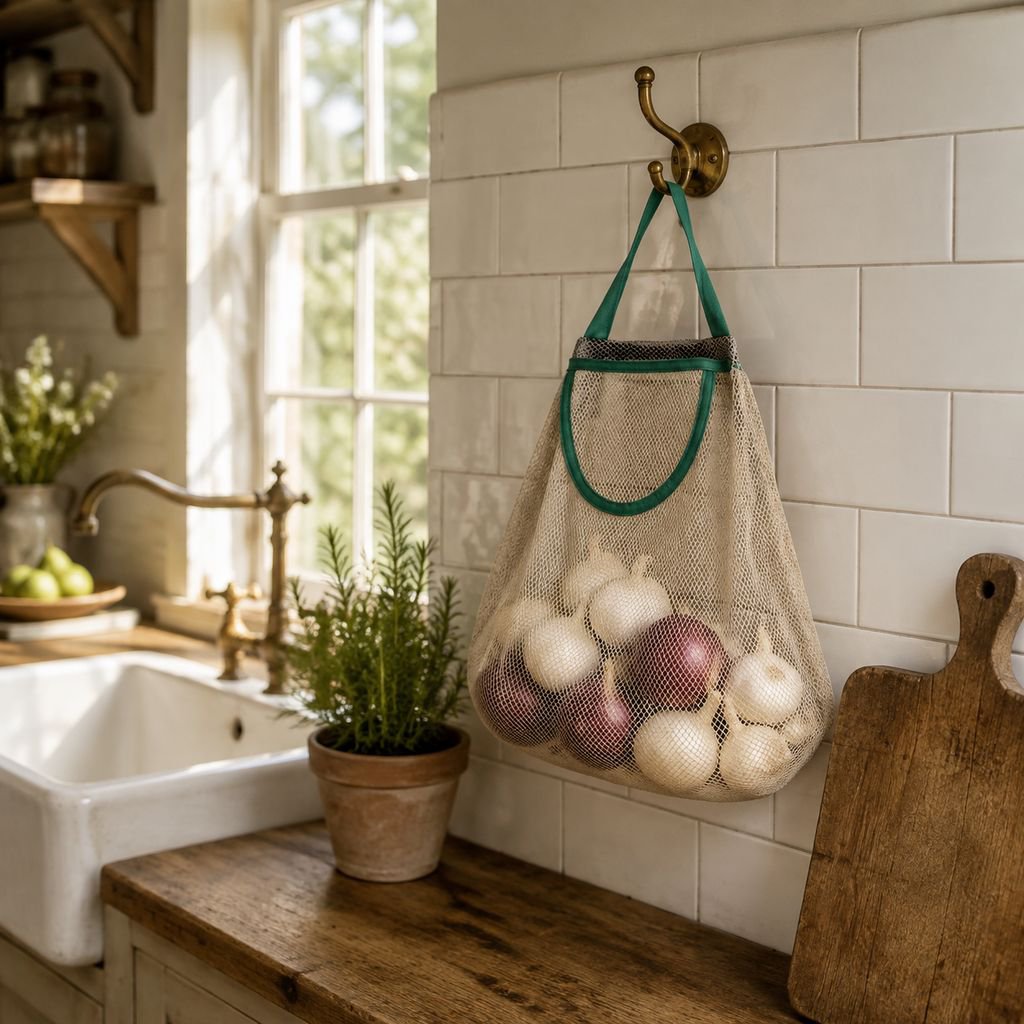 Organisateur mural pour ail et gingembre, sac en maille pour cuisine