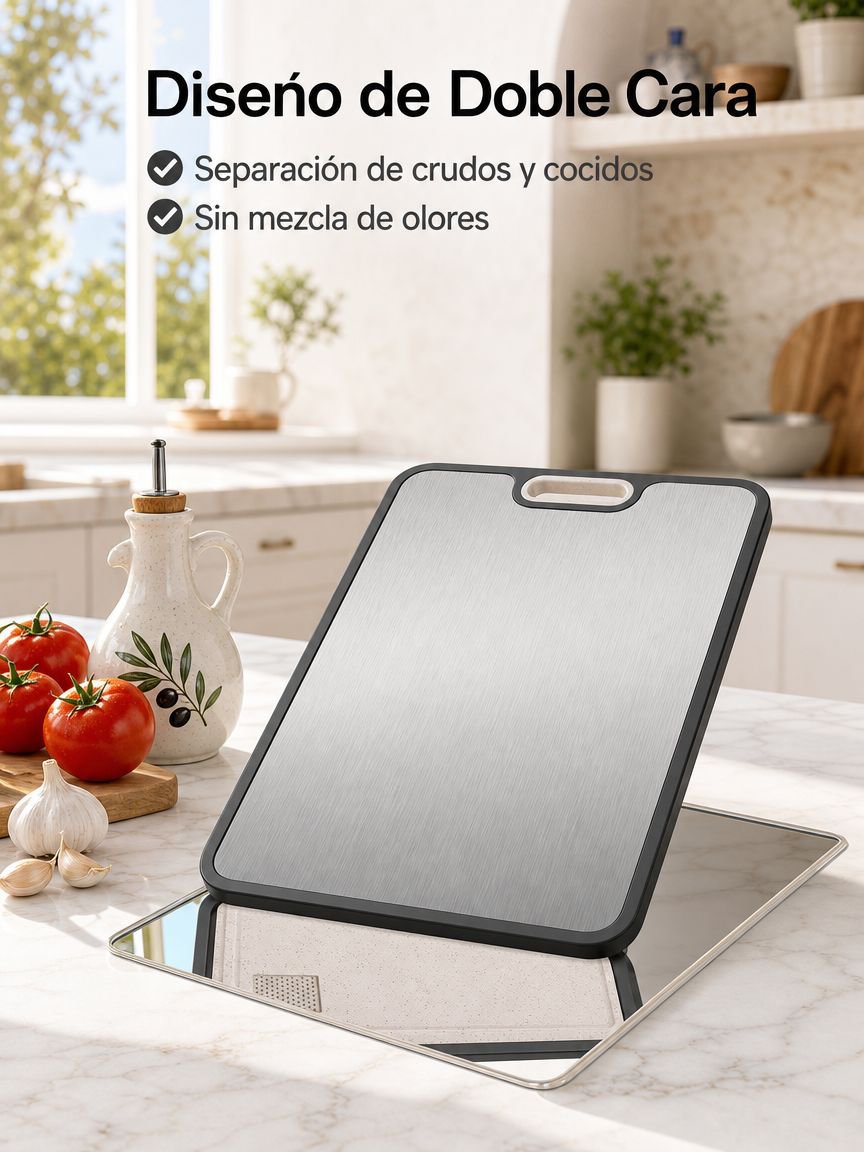 Tabla de cortar multifuncional de plástico y acero inoxidable de grado alimenticio
