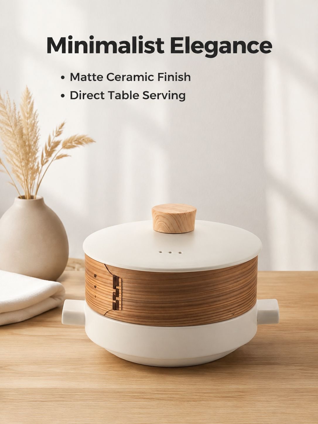 2-in-1 Ceramic Pot with Steamer Basket