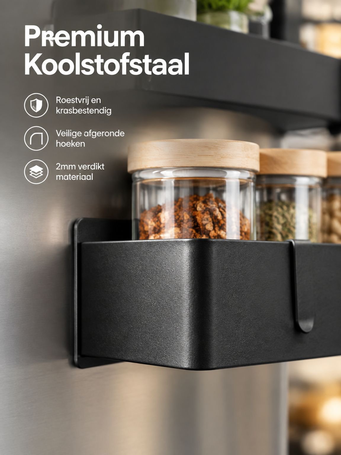 Magnetisch kruidenrek van koolstofstaal voor de koelkast