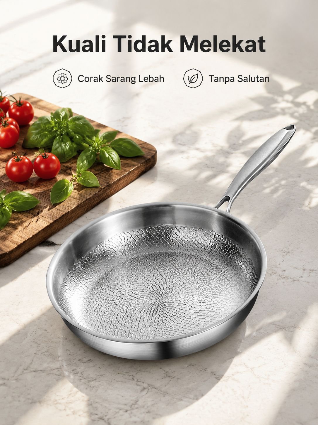 Uncoated Non-Stick Frying Pan