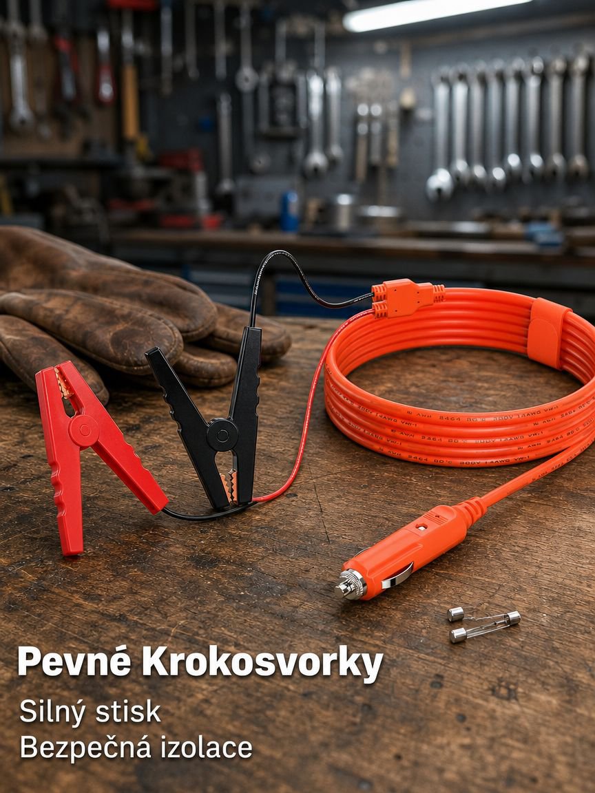 Nabíjecí kabel pro autobaterii 14AWG 2m zástrčka zapalovače na krokosvorky 12V