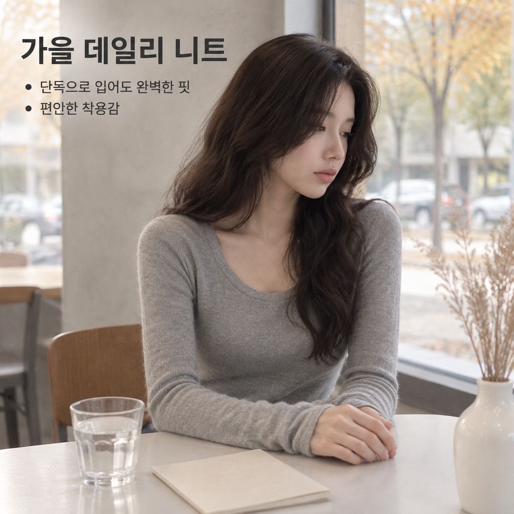 여성용 슬림핏 솔리드 컬러 긴팔 니트 탑