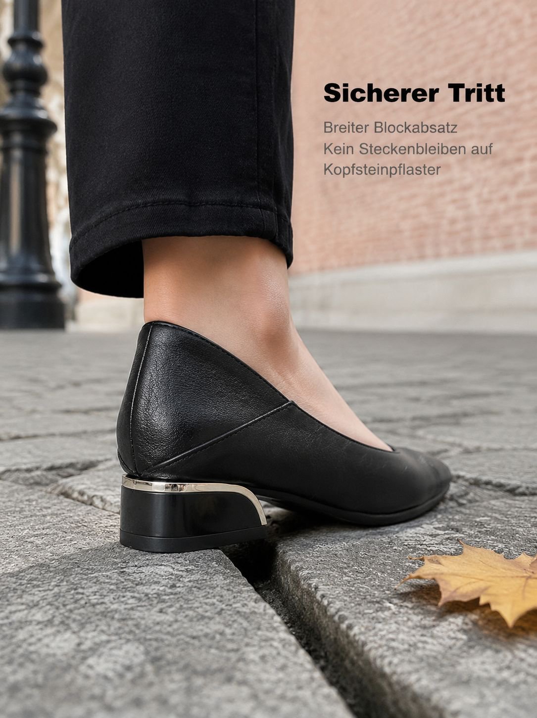 Damen-Slipper in Schwarz – Komfortabler breiter Absatz