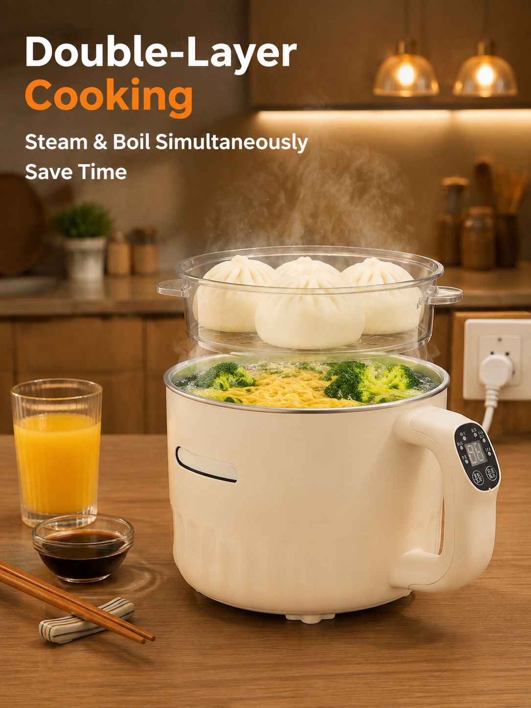 Multi-Functional Double-Layer Electric Cooker