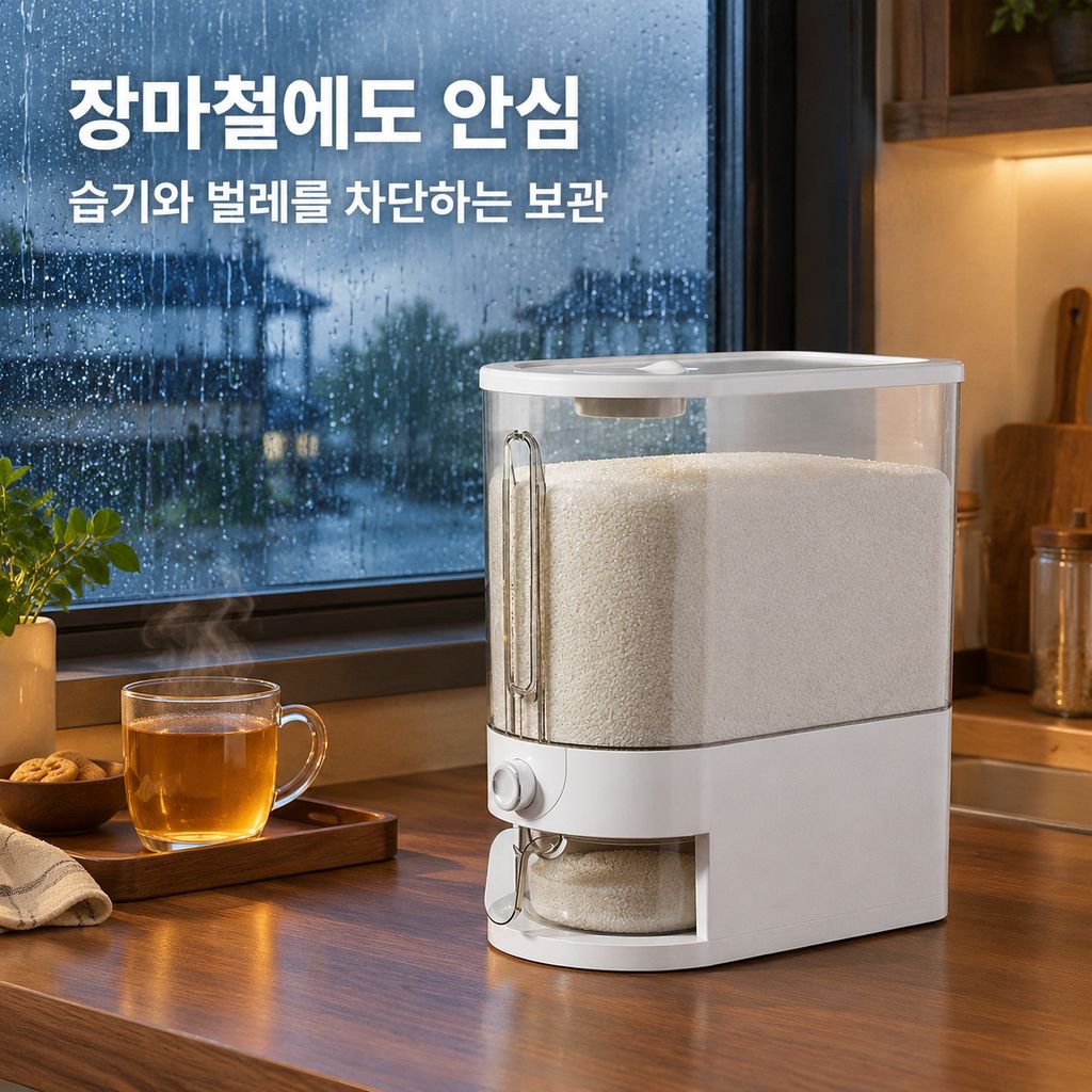 쌀과 잡곡을 함께 보관할 수 있는 가정용 쌀통