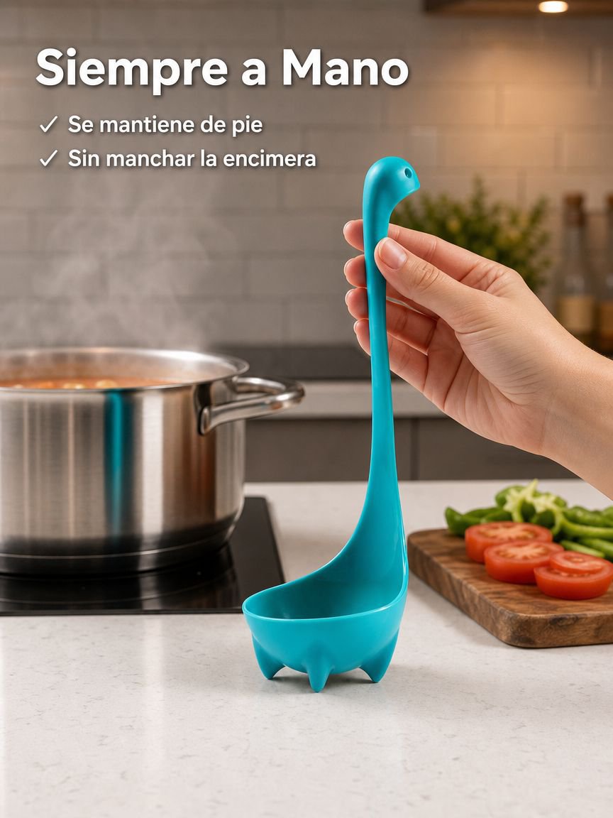 Cuchara de cocina antiescaldaduras con mango largo