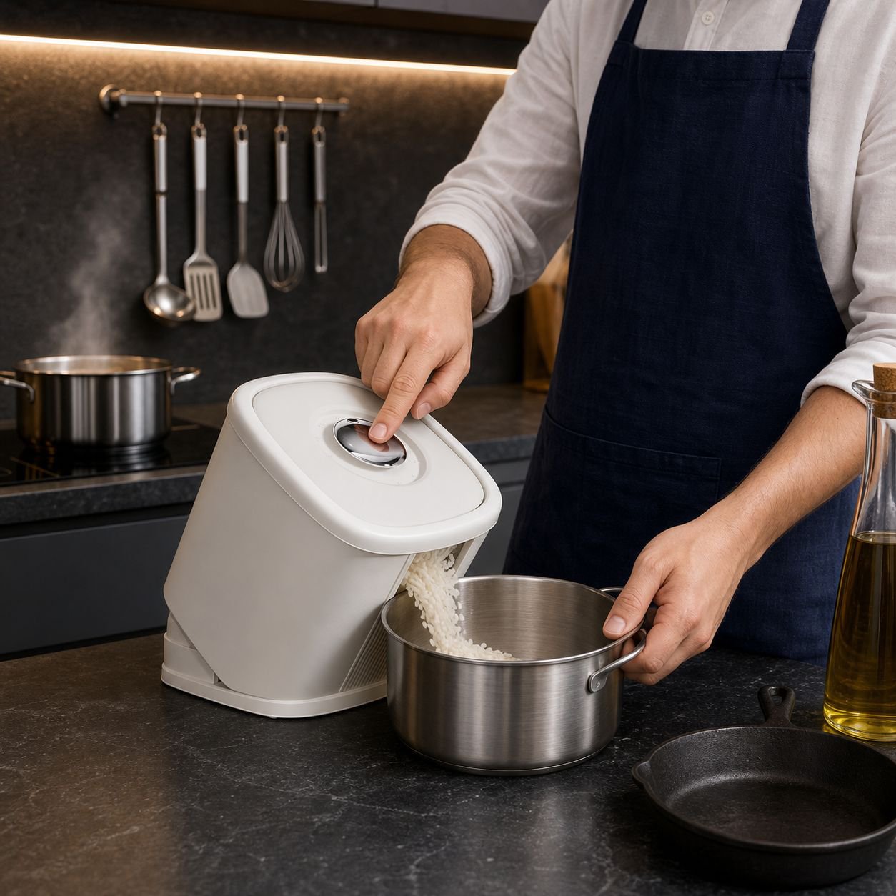 Récipient à riz grande capacité pour cuisine moderne