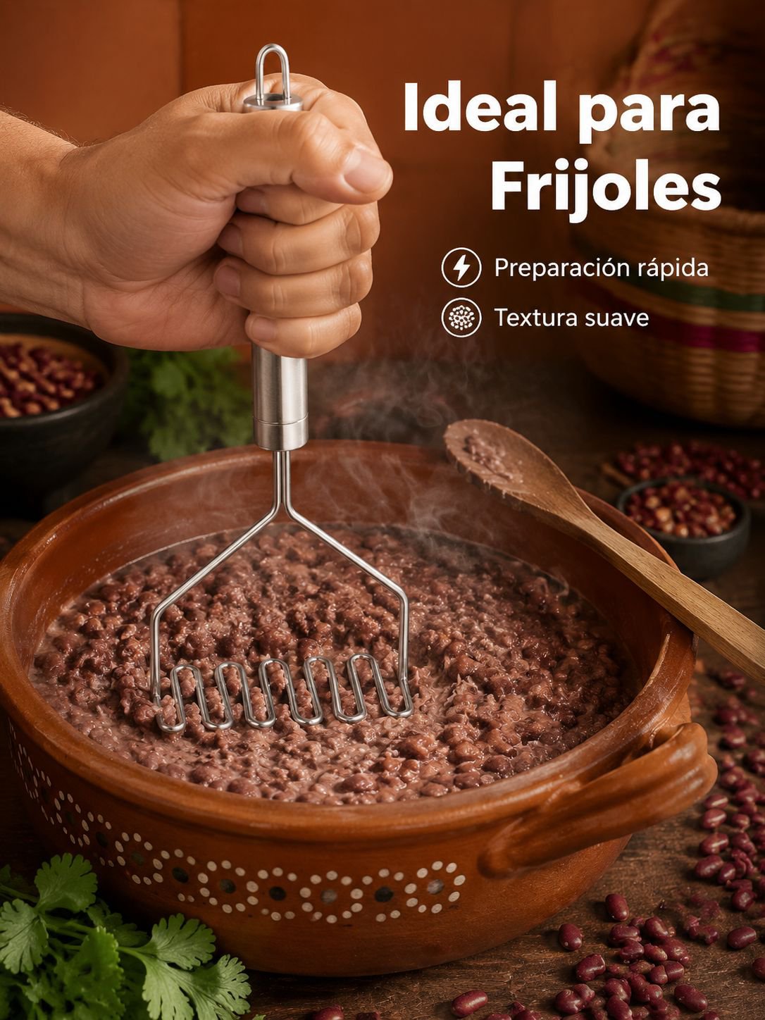 Prensa de acero inoxidable para puré de patatas