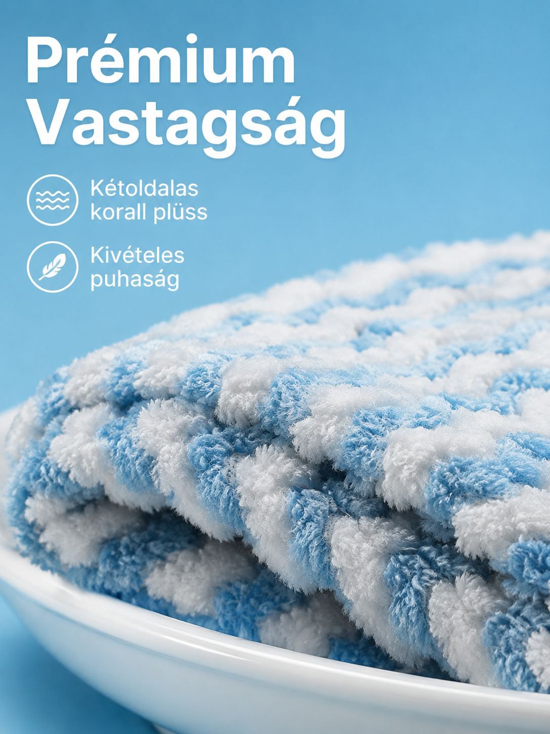 Kationos vastagított korallgyapjú hullámos törlőkendő közelről