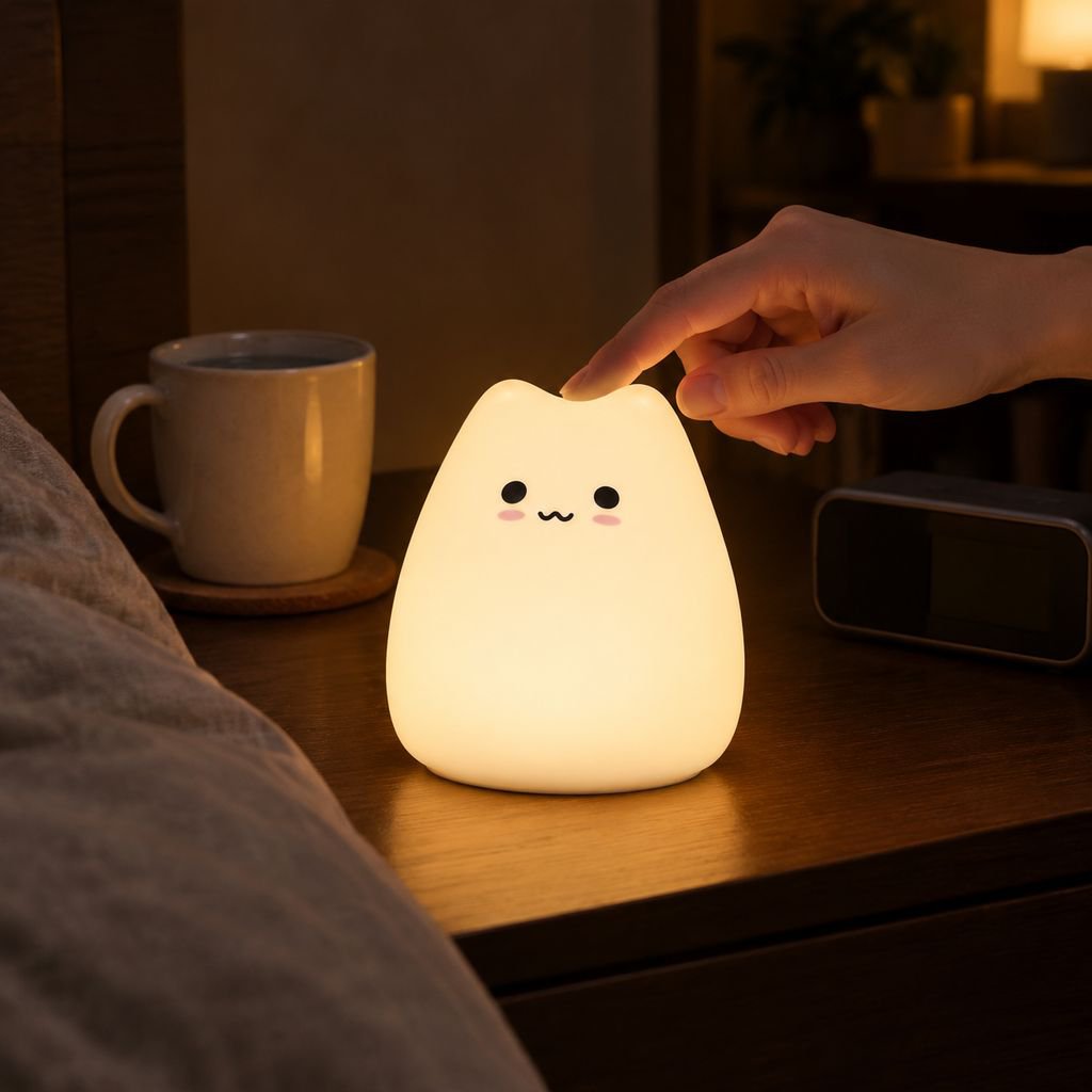 LED Cartoon Silicone Tap Night Light, Creative Table Lamp for Kids Room