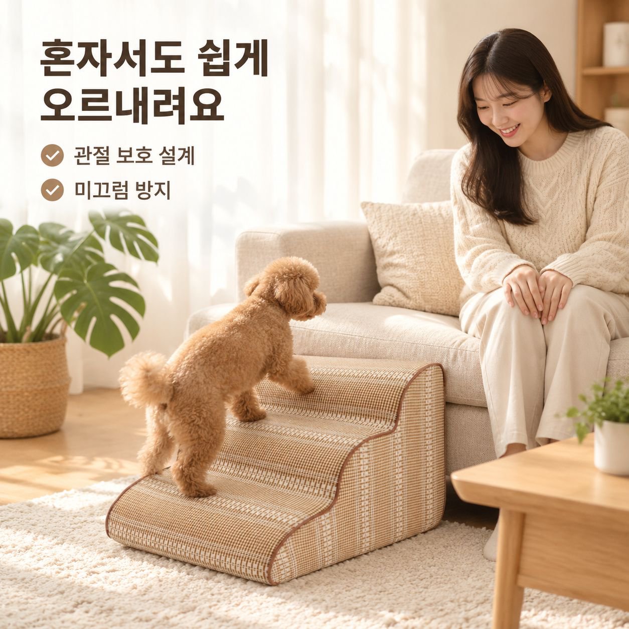 노령견용 분리 및 세탁 가능한 침대용 경사로/계단