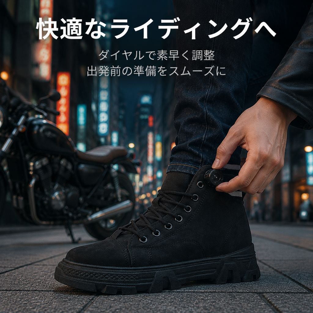 オートバイ用多機能ライディングシューズ 通気性・滑り止め付き