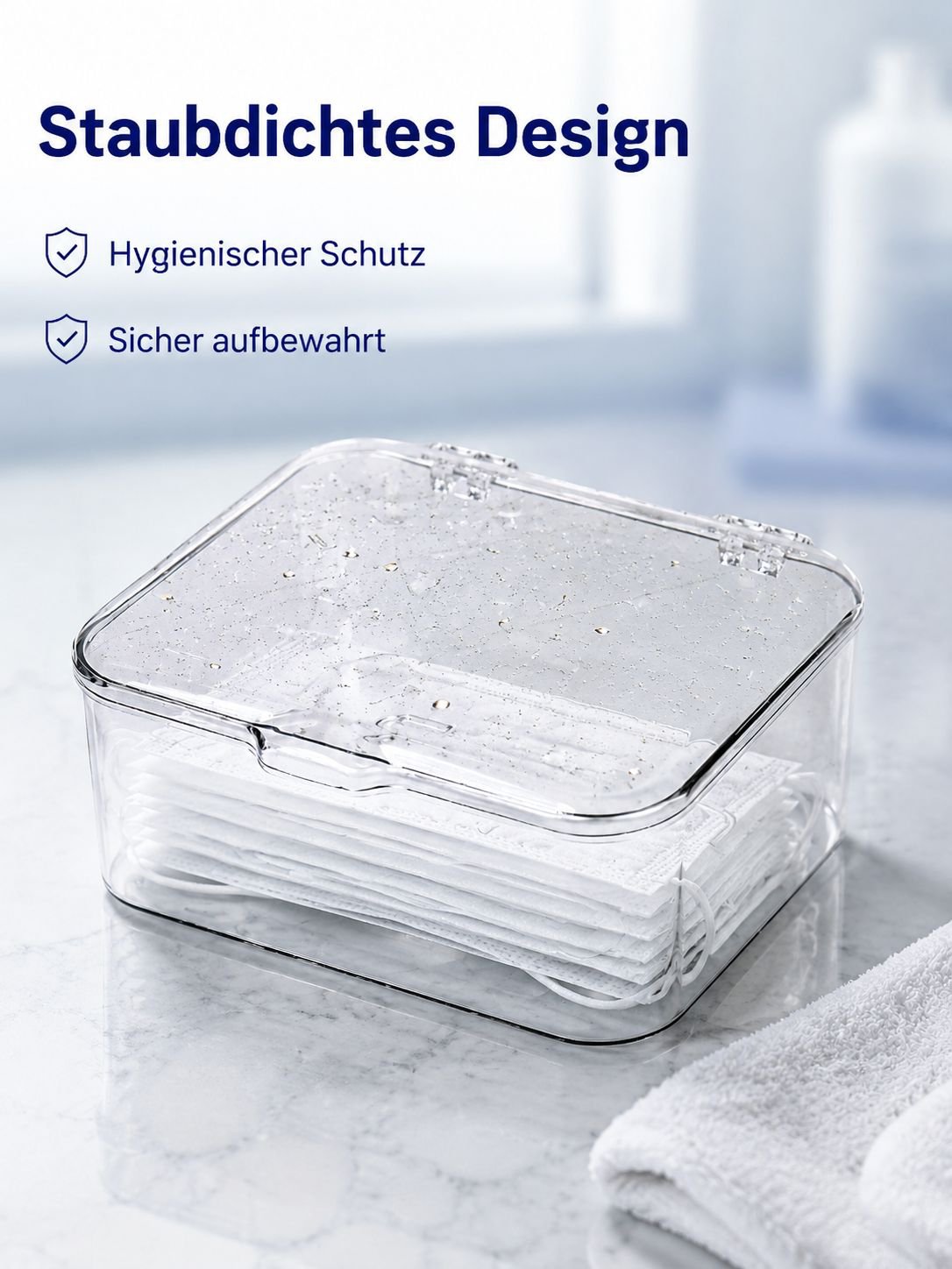 Organizer mit Deckel für Gesichtsmasken, staubdicht, ideal für Schlafsäle und Büros