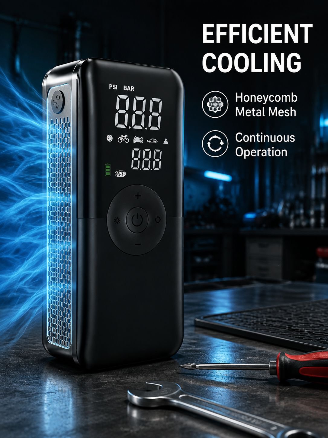Compact air pump with digital display