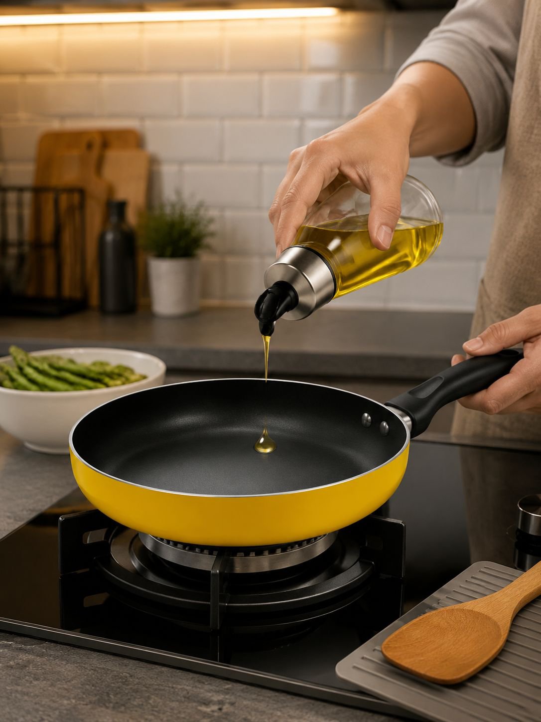 Versatile flat pan compatible with induction and gas stoves