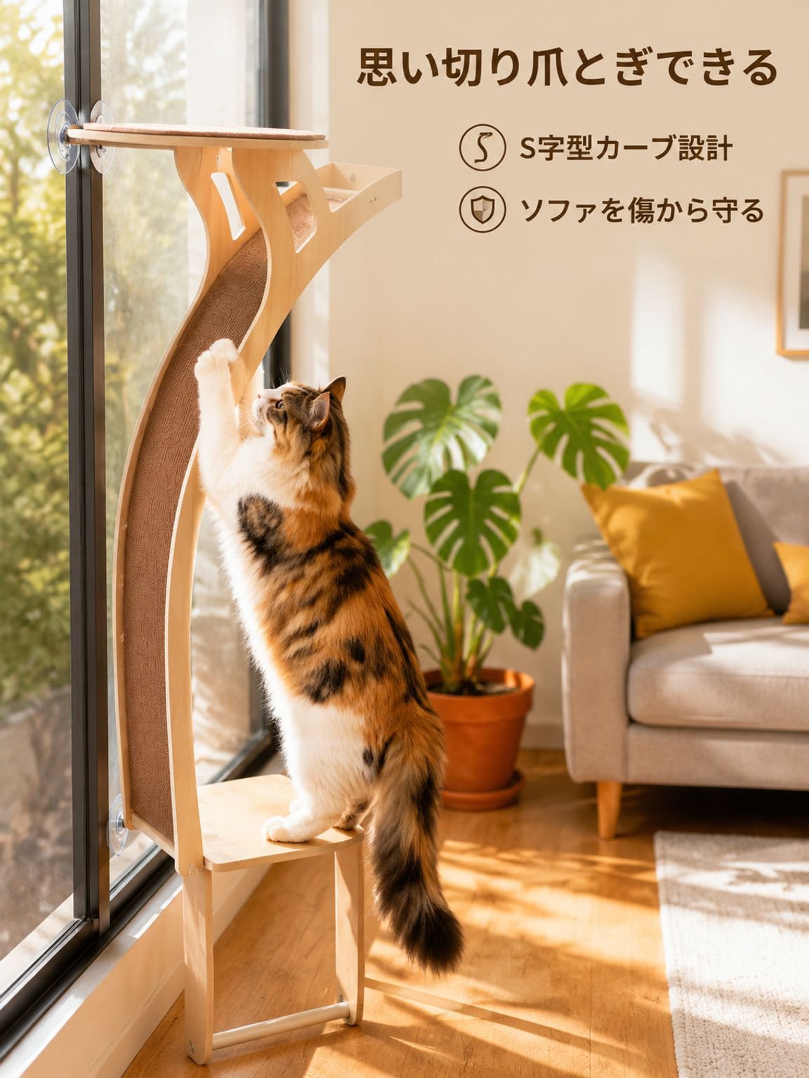 吸着式ガラスキャットタワー