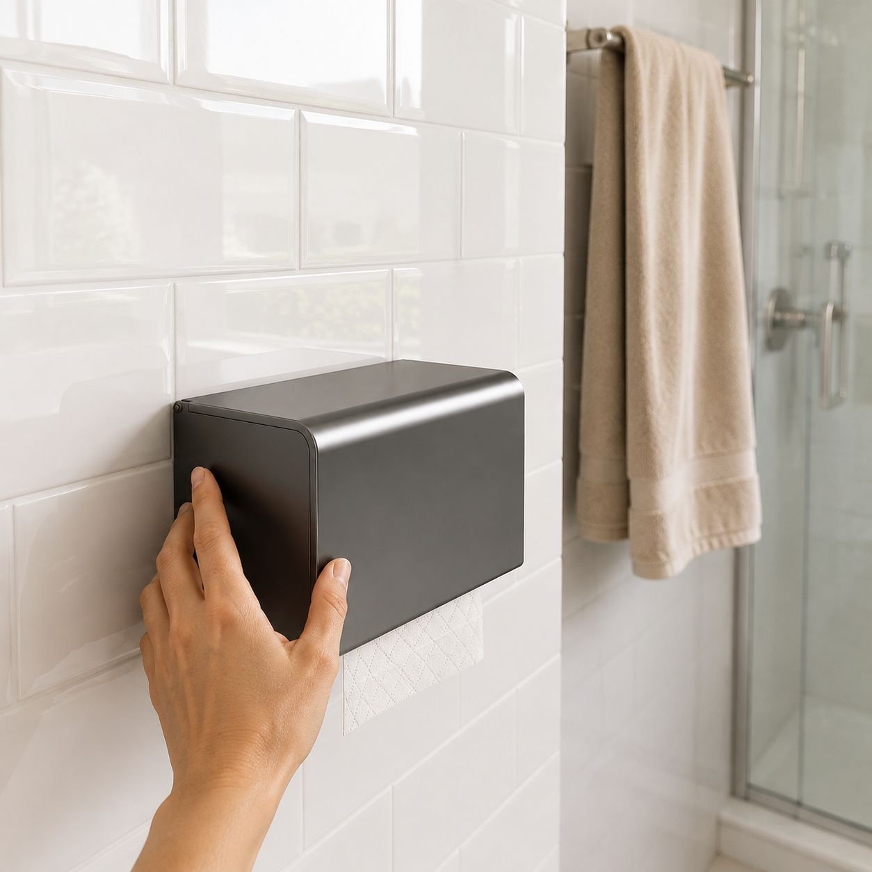 Sleek waterproof tissue holder for home bathrooms