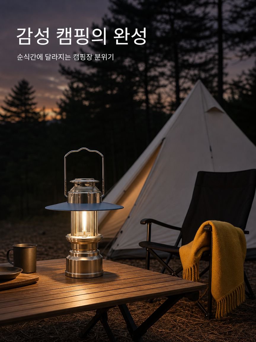 충전식 캠핑 무드 조명 비상등 전체 모습