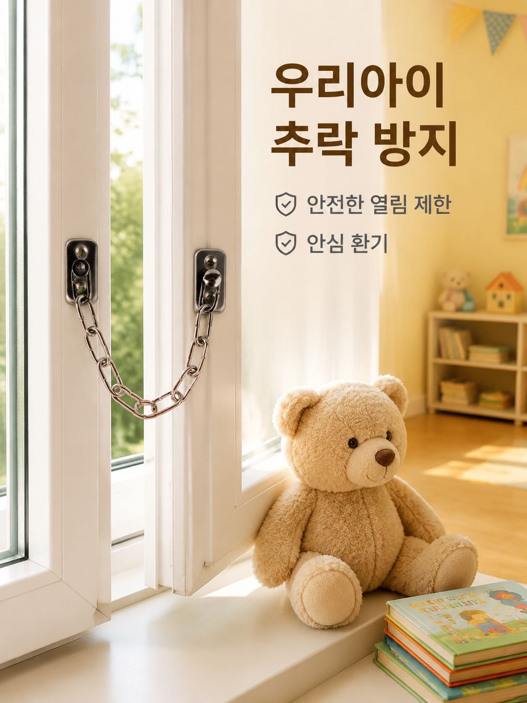 무타공 아동 안전 도난방지 창문 체인 잠금장치 탈부착 제한기