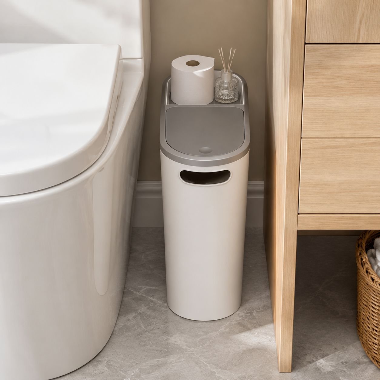 Easy-open push lid waste bin design