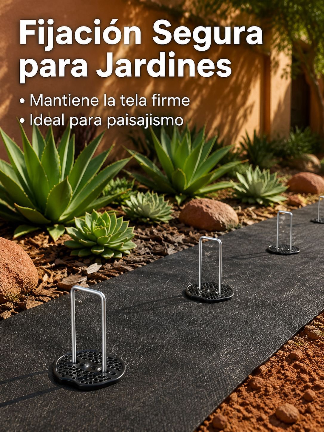 Clavos en U de 15cm para fijar manta antihierbas (paquete de 50) con aro negro