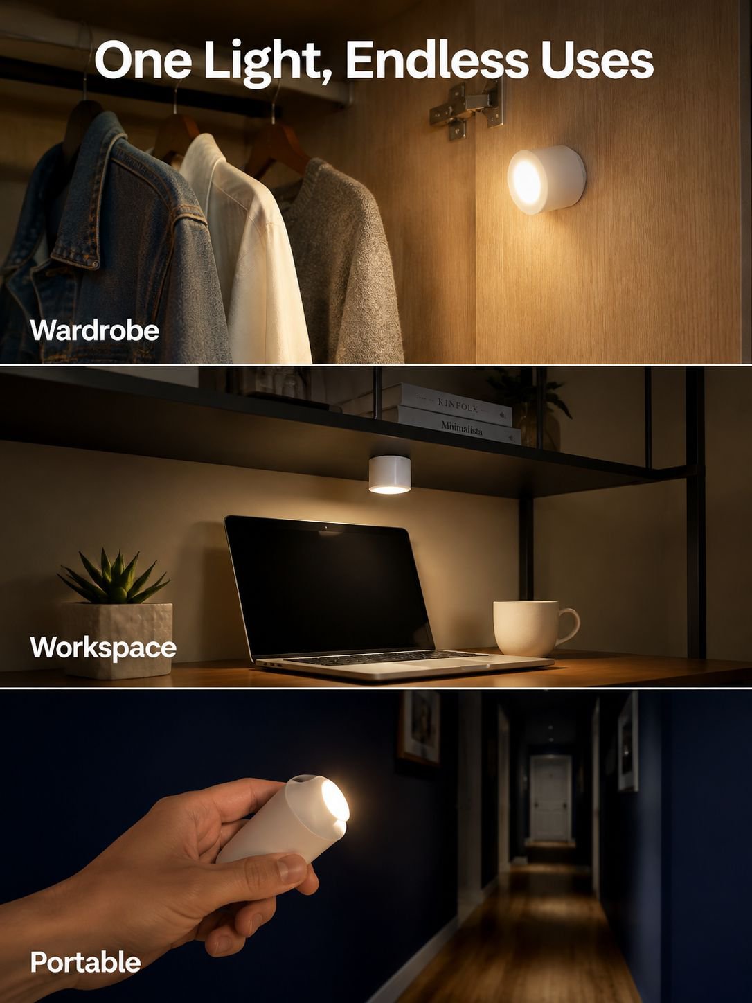 Rechargeable Wireless Drill-Free Magnetic Bedside Reading Light