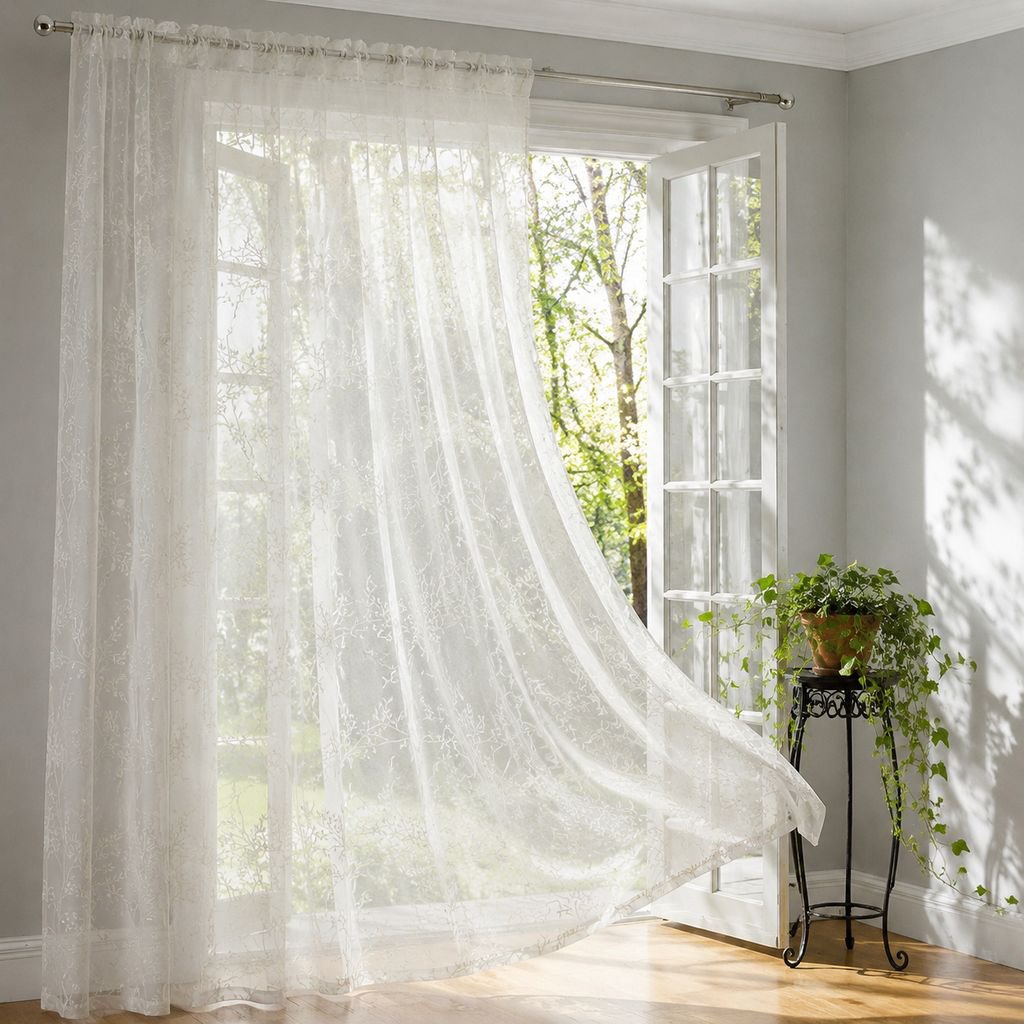 Warm and Elegant Curtains blackout cloth Tree branch Modern curtain fabric window screen Transparent