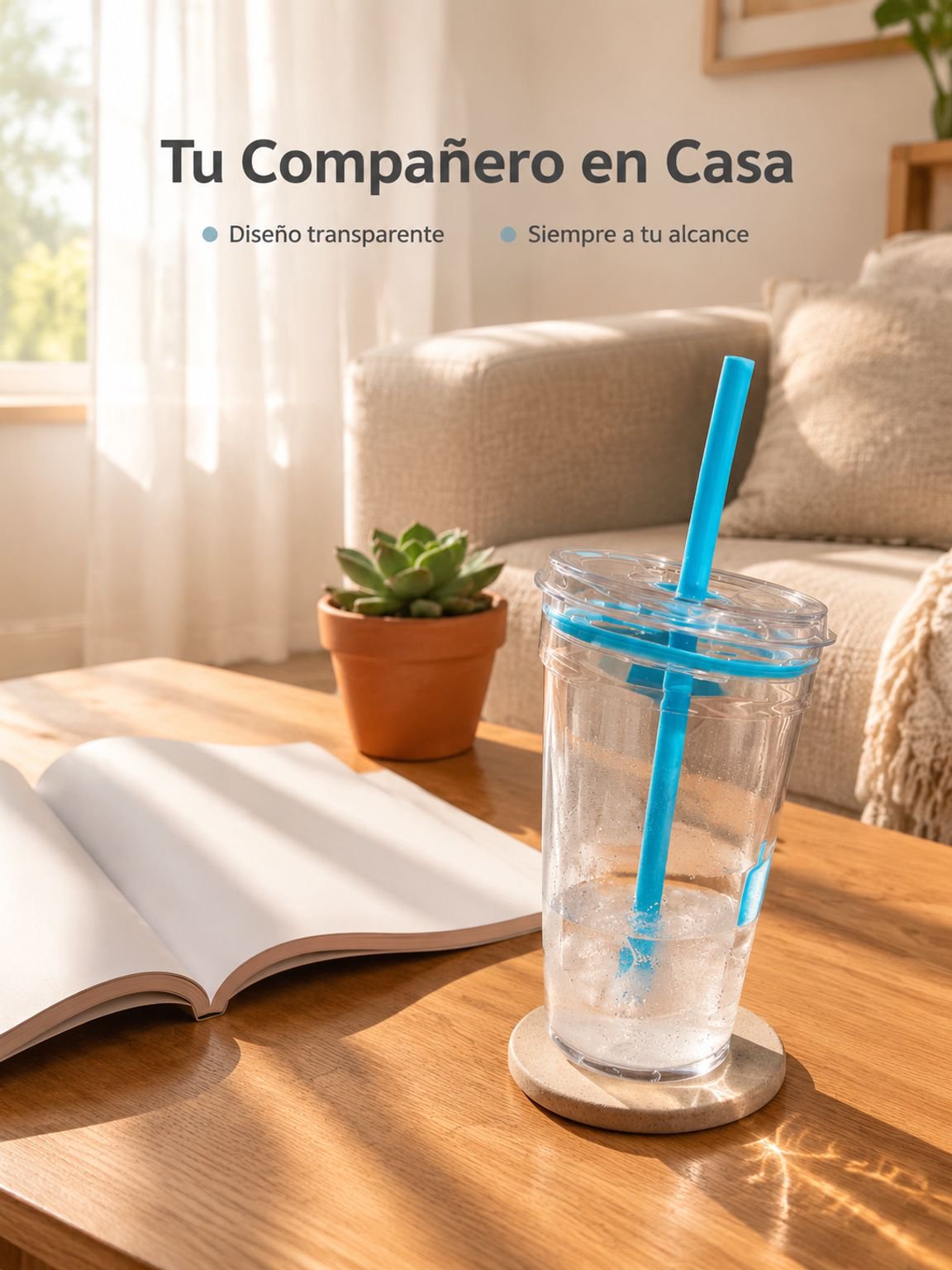 Vaso transparente para llevar bebidas durante el día