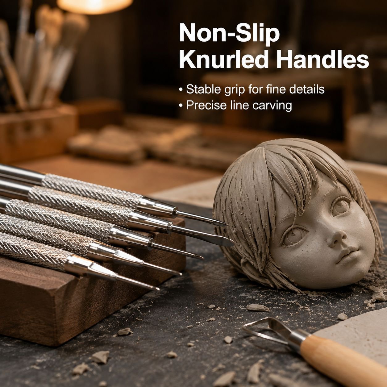Stone Plastic Clay Carving Tool Kit for DIY, Includes 7 Carving Needles and Pottery Tools
