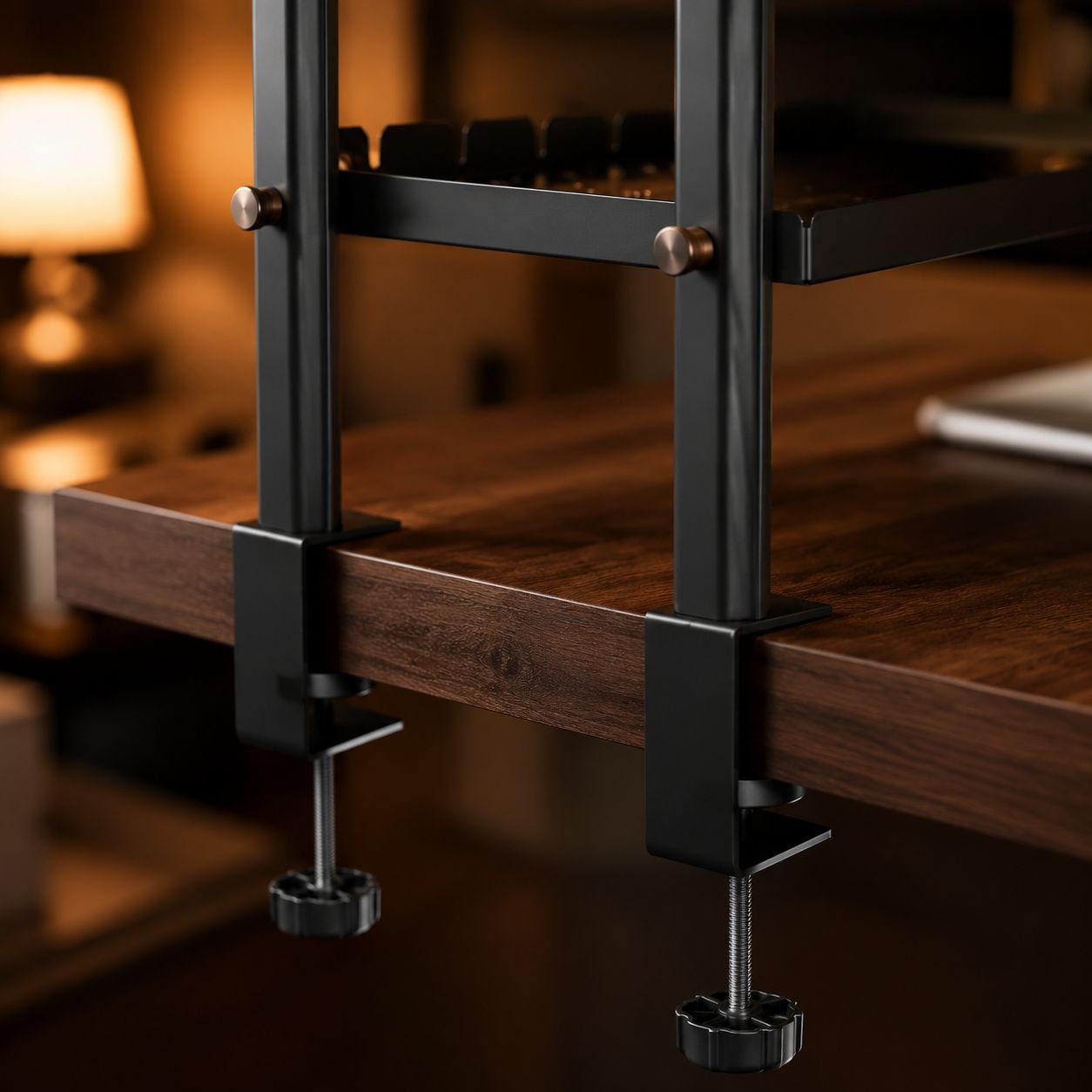 Desktop Clip-on Double-Layer Storage Rack, No Drilling, Foldable Tray, Pegboard/Hanging