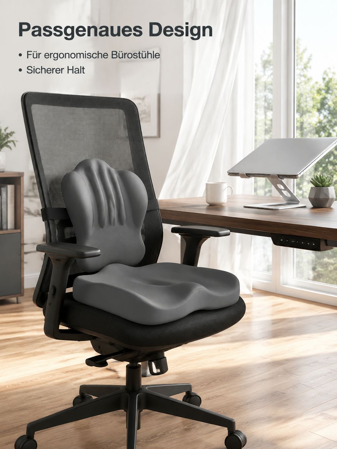Ergonomisches Sitz- und Rückenkissen aus Memory-Schaum – atmungsaktiv mit Lendenstütze