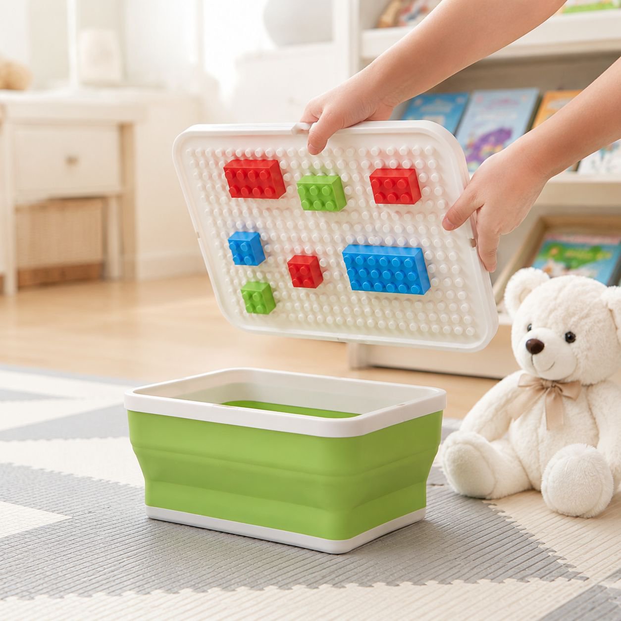 Children's Silicone Block Storage Organizer Toy Sorting Box