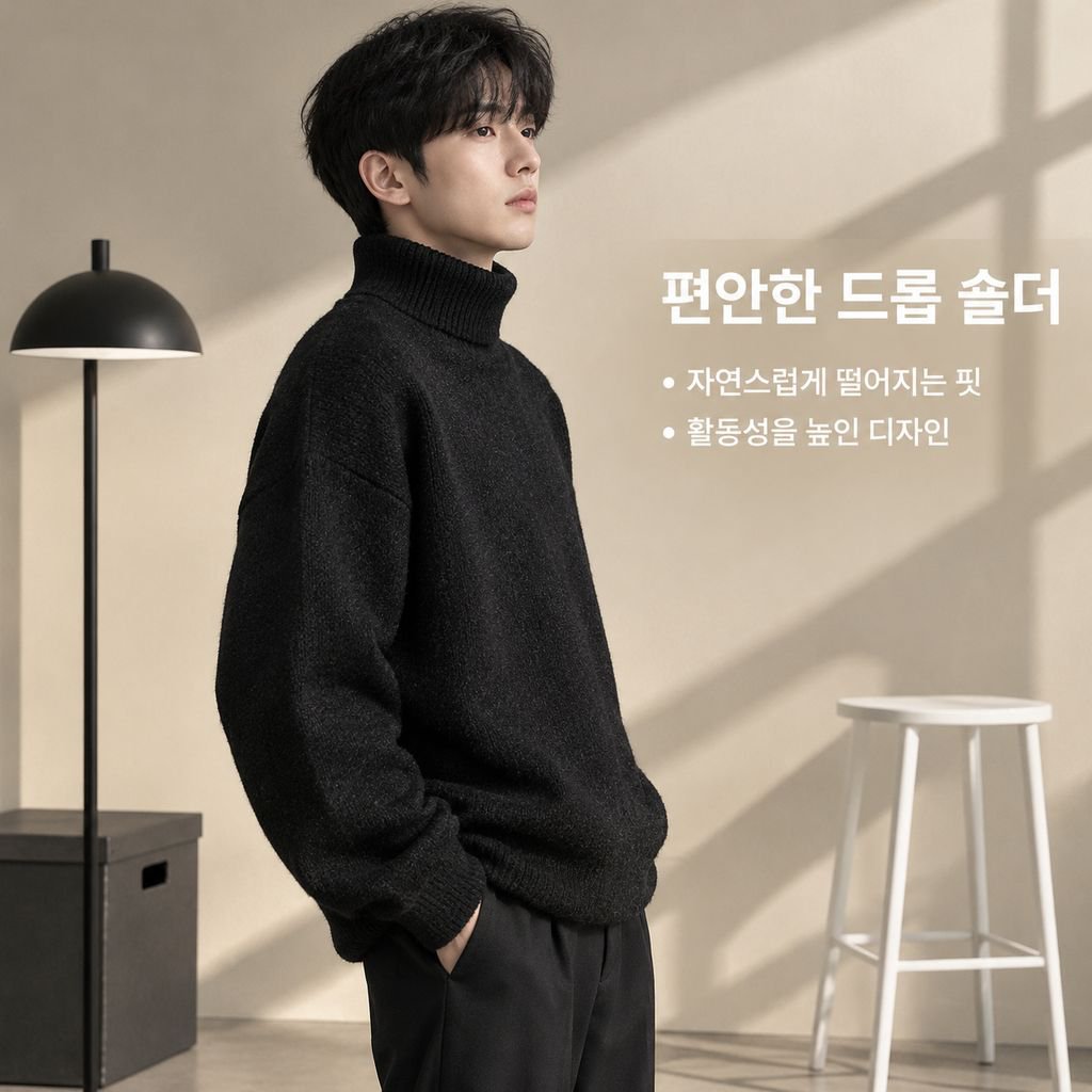 겨울 남성 터틀넥 목폴라 니트 빅사이즈 데일리 이너웨어