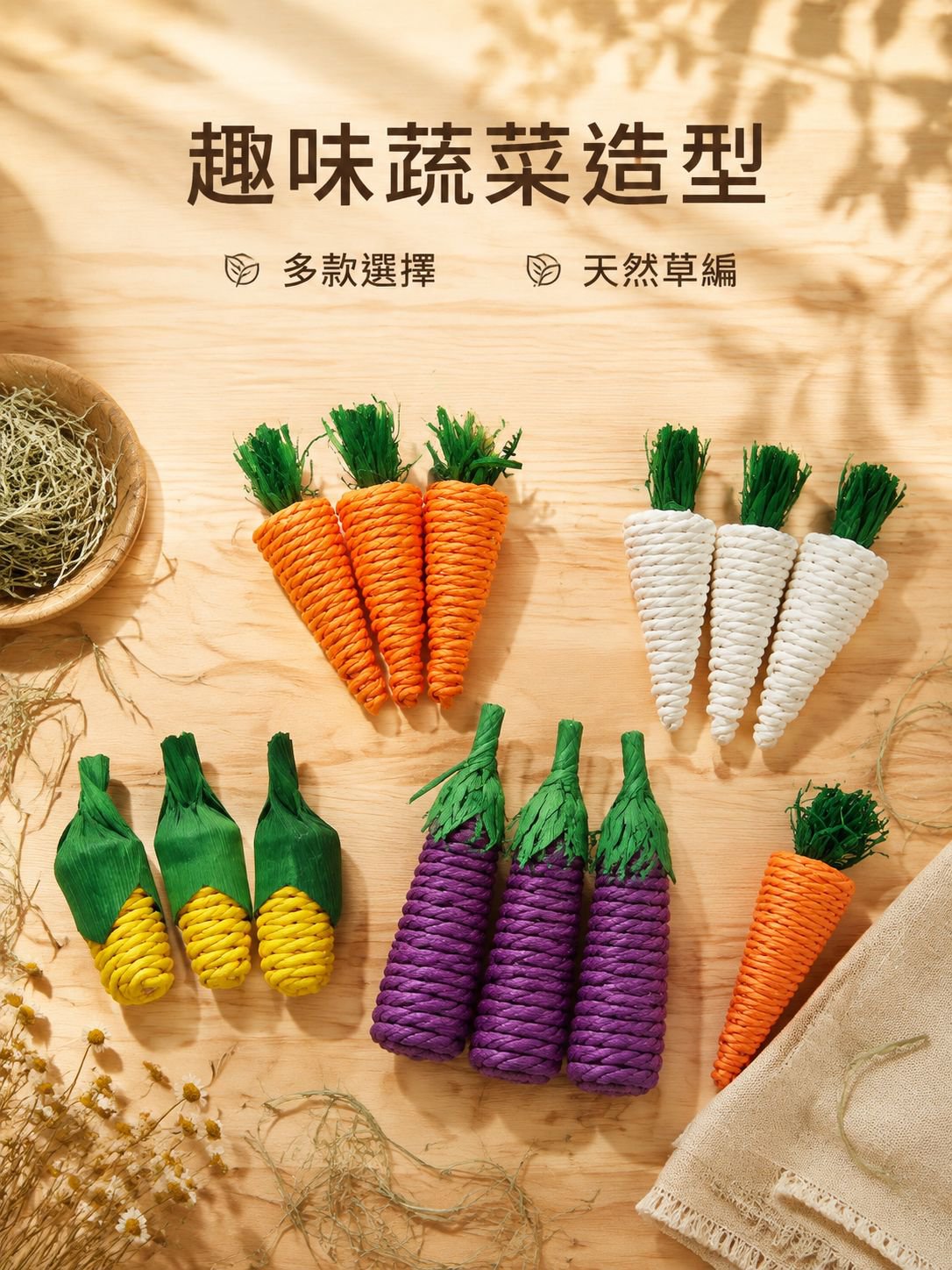 手工草編寵物咬玩具